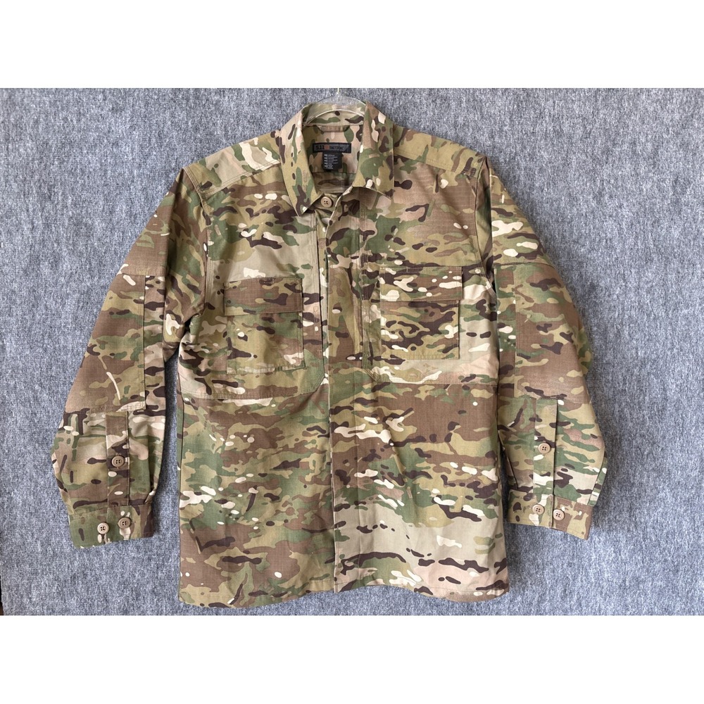 5.11 Tactical Multicam TDU Ripstop Button Up Shirt Mens Medium Long Sleeve Camo